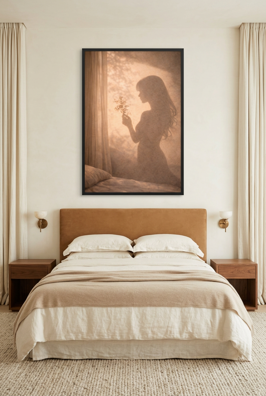 La Fleur du Matin — Poster im schwarzen Rahmen im Schlafzimmer
