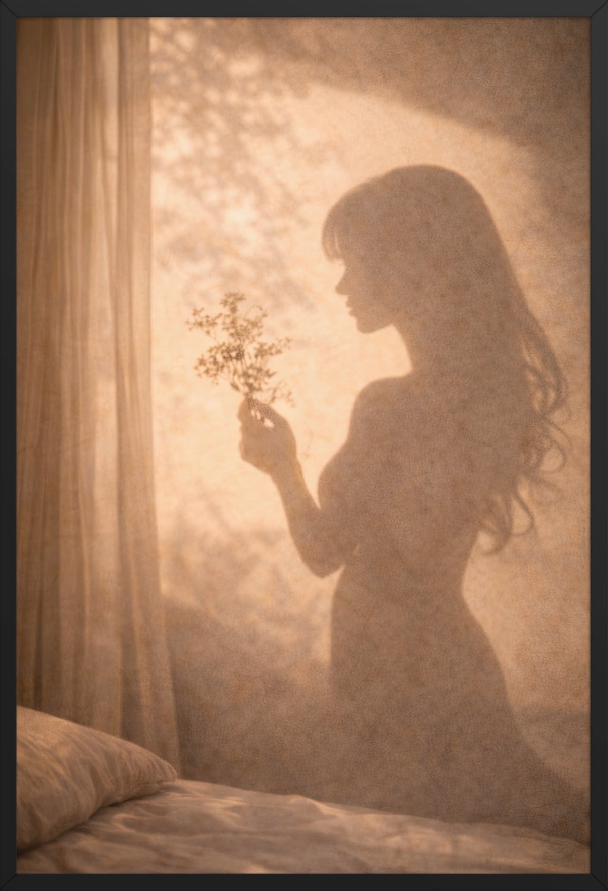 The Morning Flower — poster in a black frame, front view