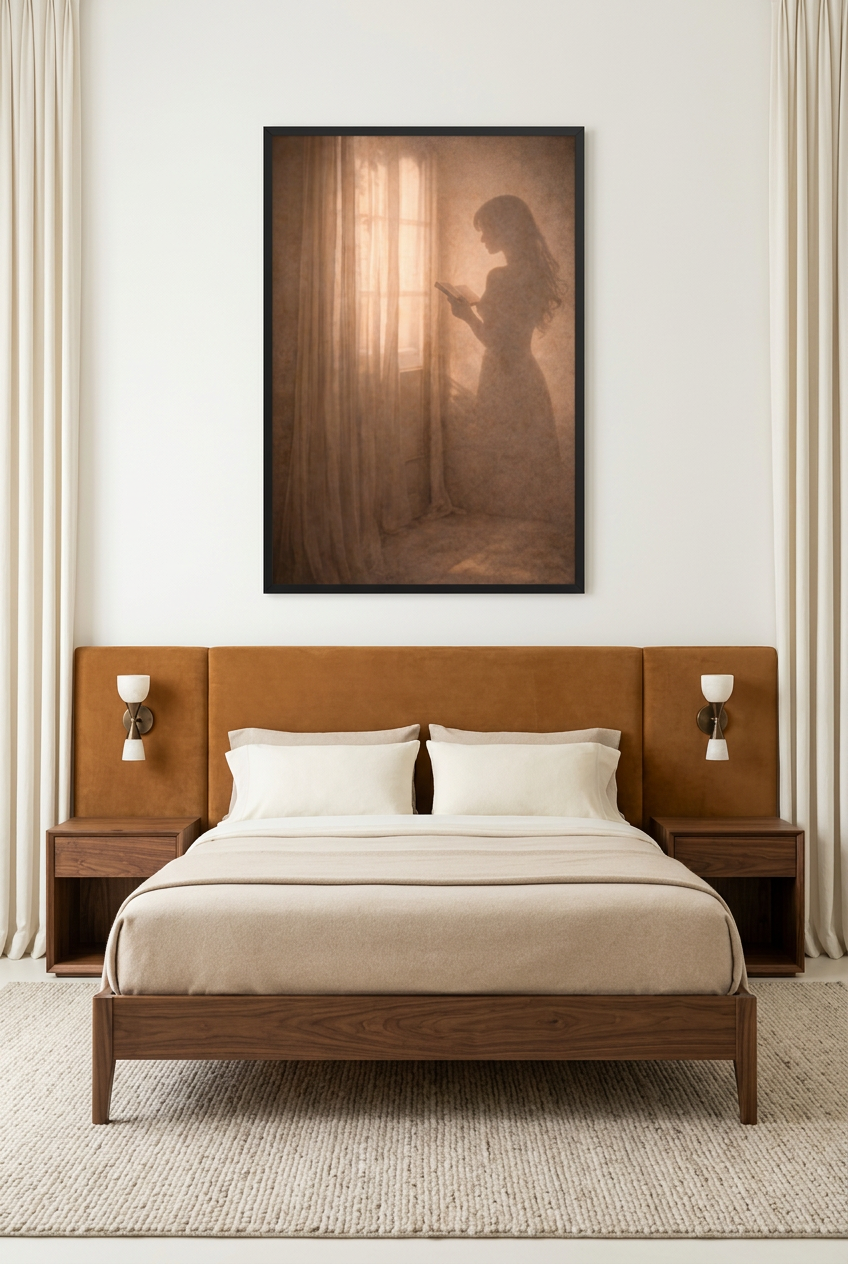La Fleur Tenue — poster in a black frame in a bedroom