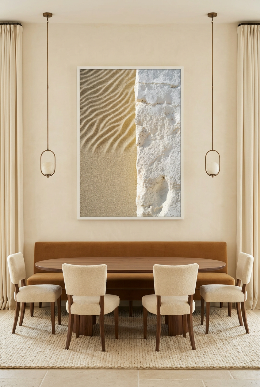La Frontière — poster in a white frame in a dining room