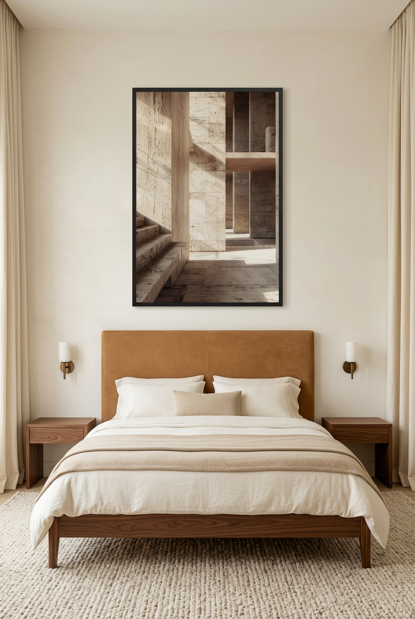 La Galerie de Pierre — affiche en cadre noir dans une chambre