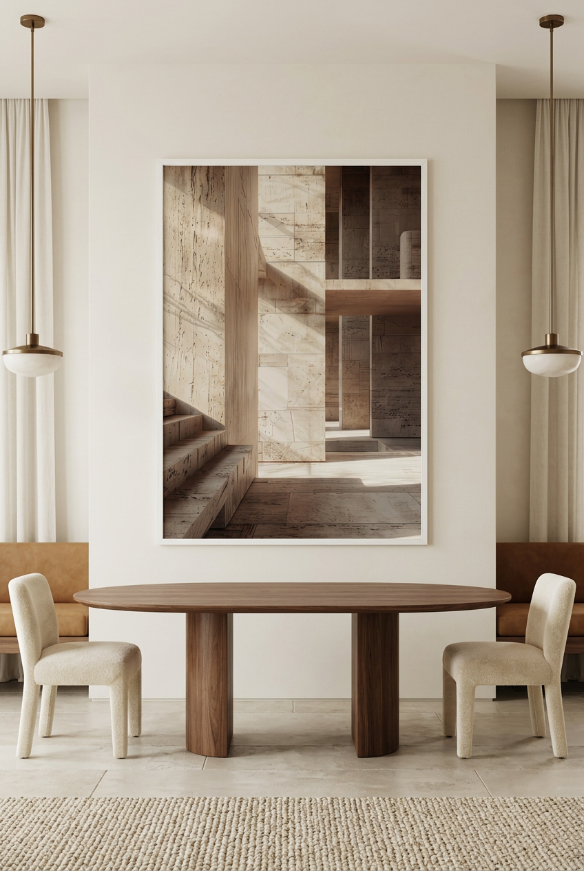 La Galerie de Pierre — affiche en cadre blanc dans une salle à manger