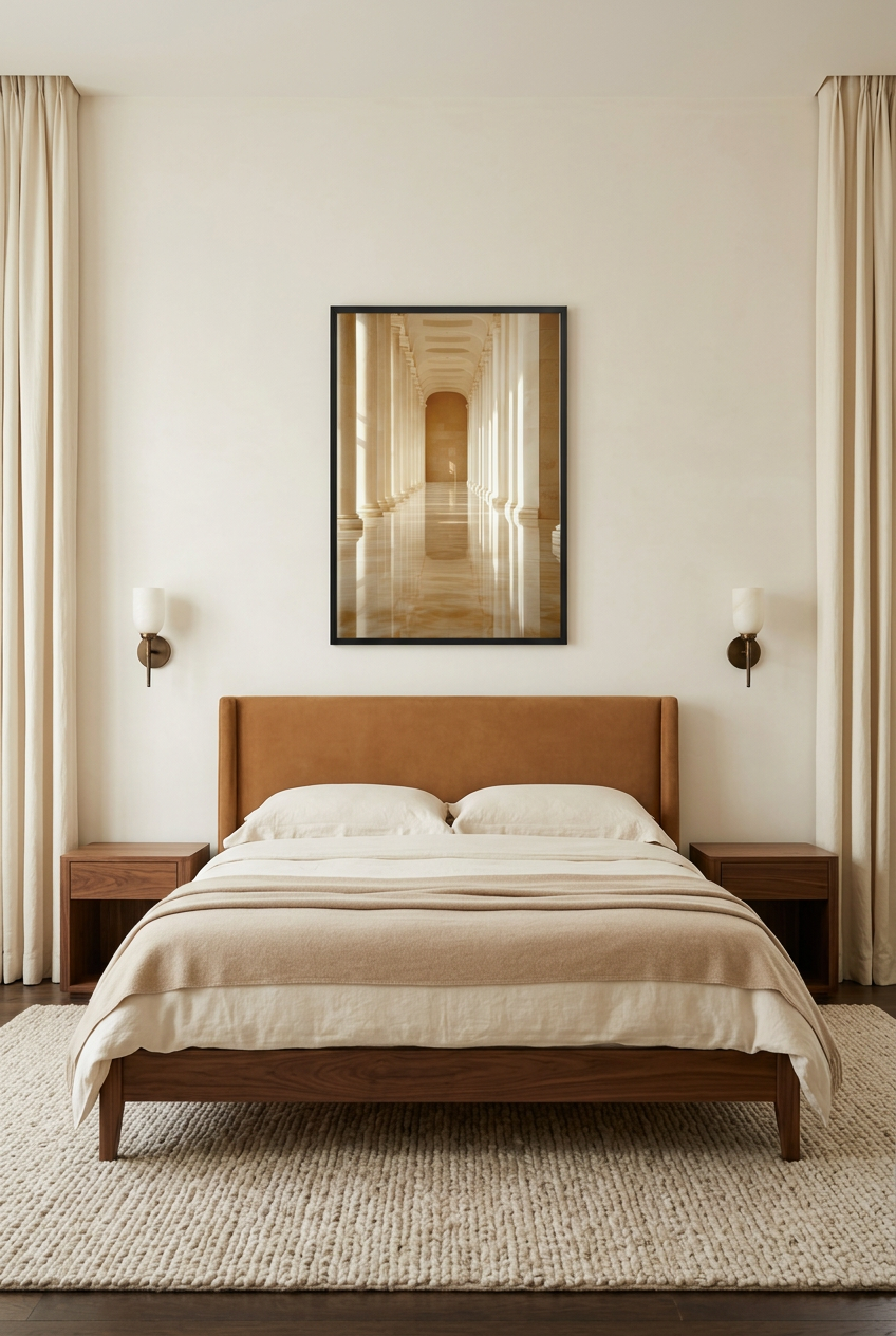 La Galerie — Poster im schwarzen Rahmen im Schlafzimmer