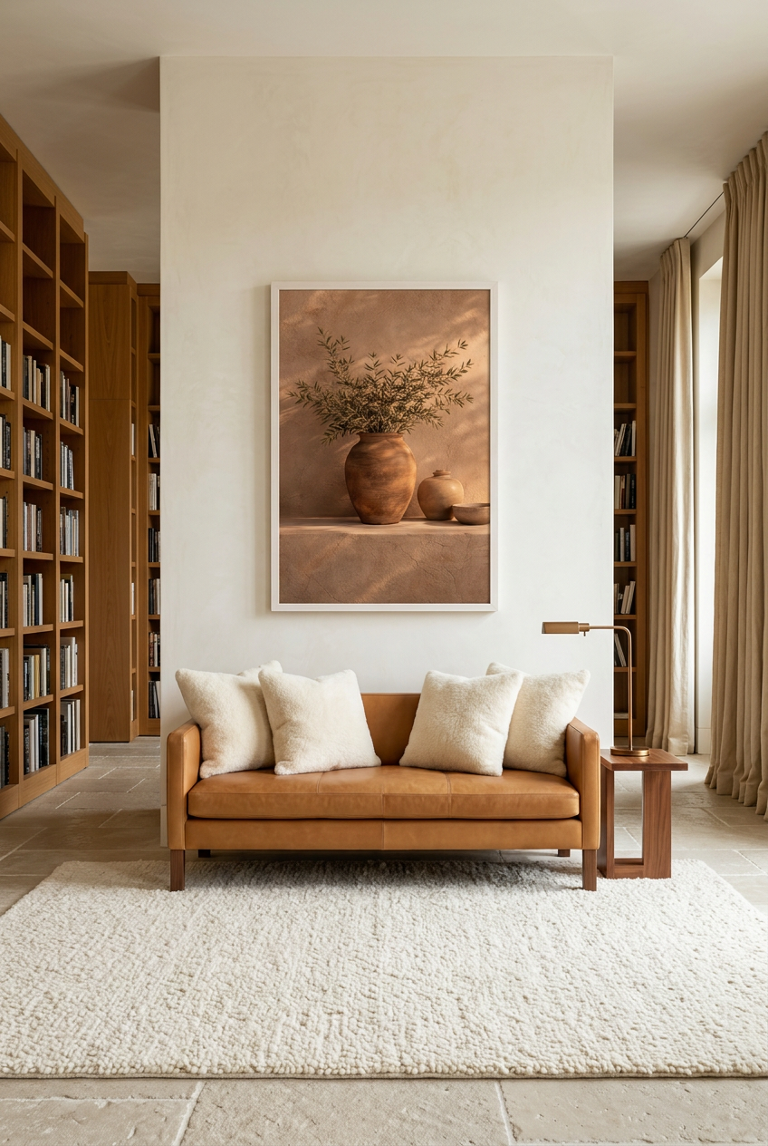 La Jarre et l’Olivier — Poster im weißen Rahmen in einer Bibliothek
