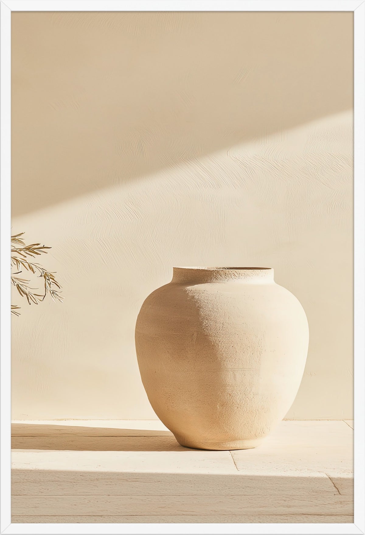 The Jar and the Shadow — white frame, 61 × 91 cm