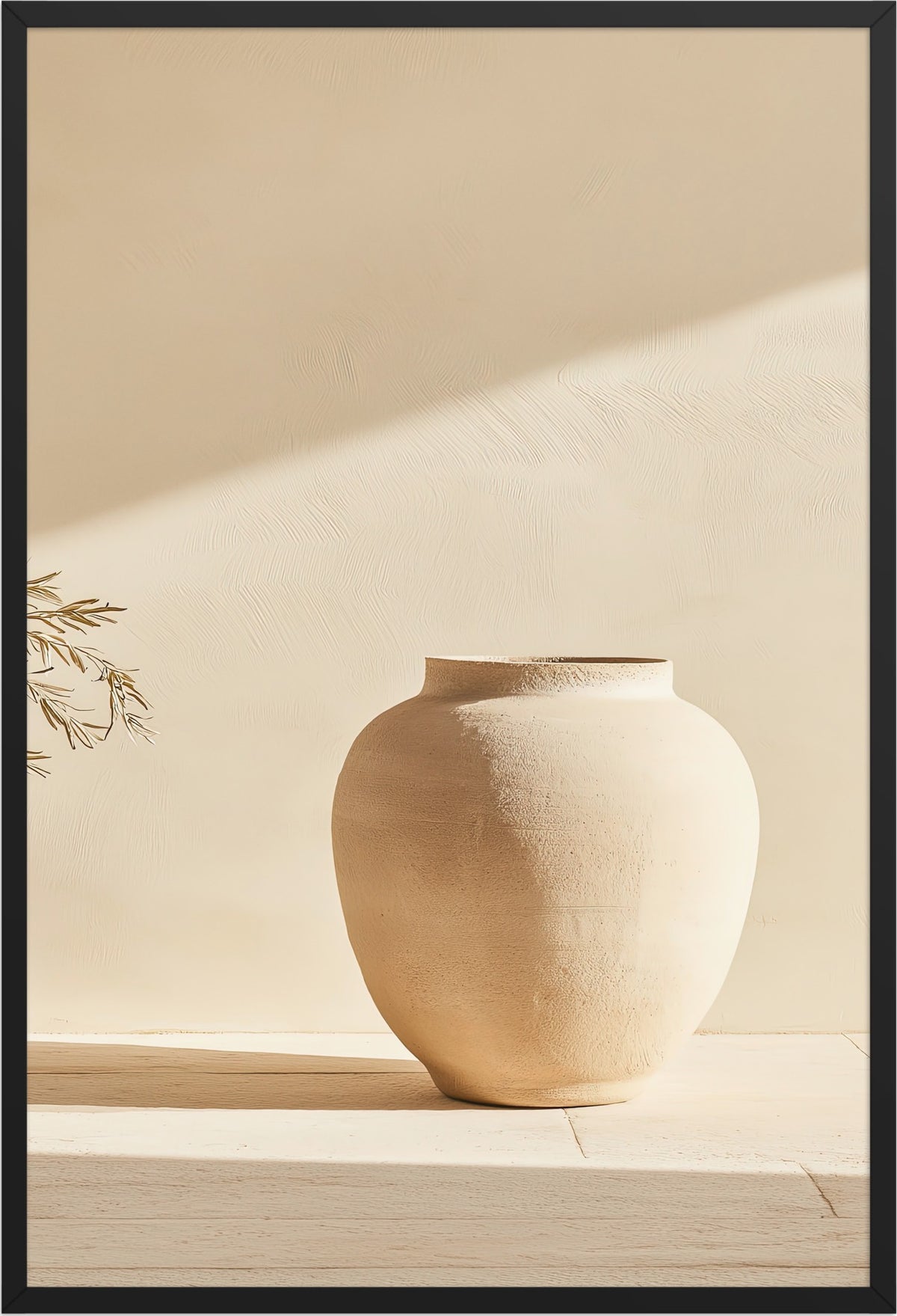 The Jar and the Shadow — black frame, 61 × 91 cm