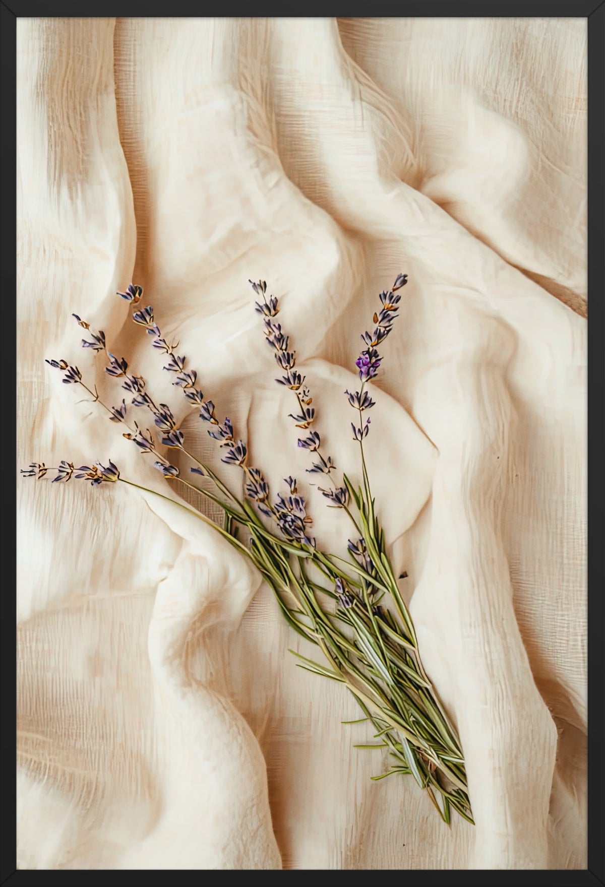 Lavender on Linen — poster in a black frame, front view