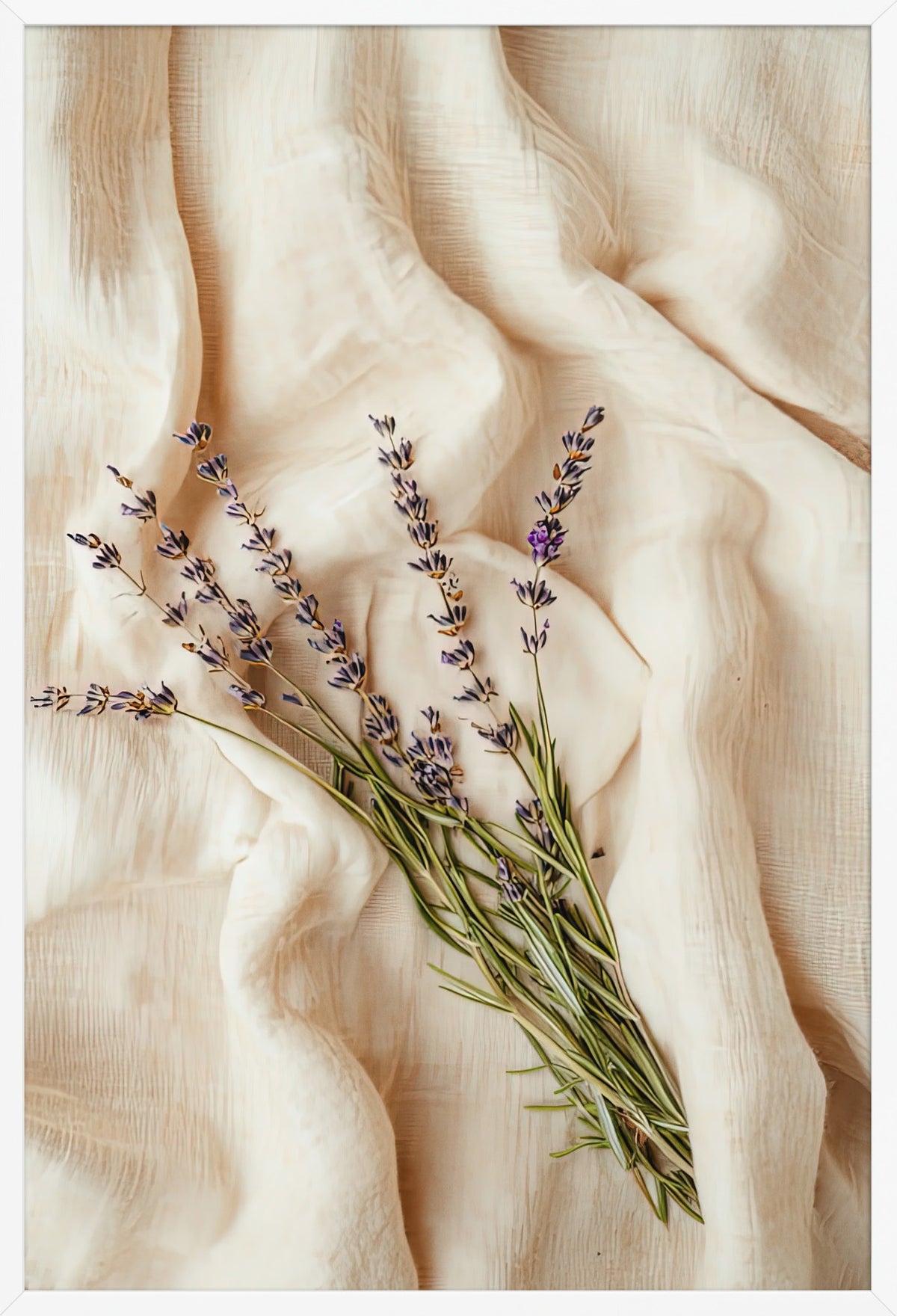 Lavender on Linen — poster in a white frame, front view