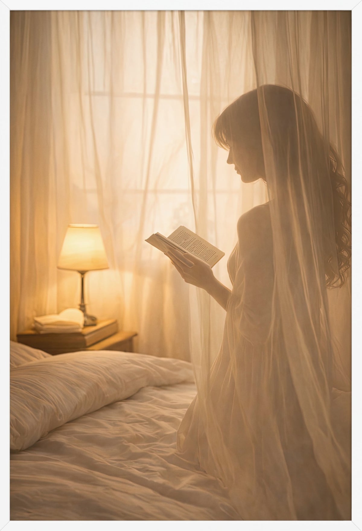 The Reader — poster in a white frame, front view
