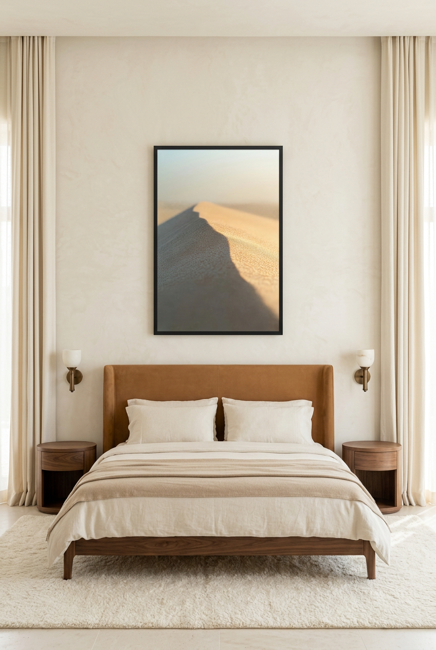 La Ligne d’Horizon — poster in a black frame in a bedroom
