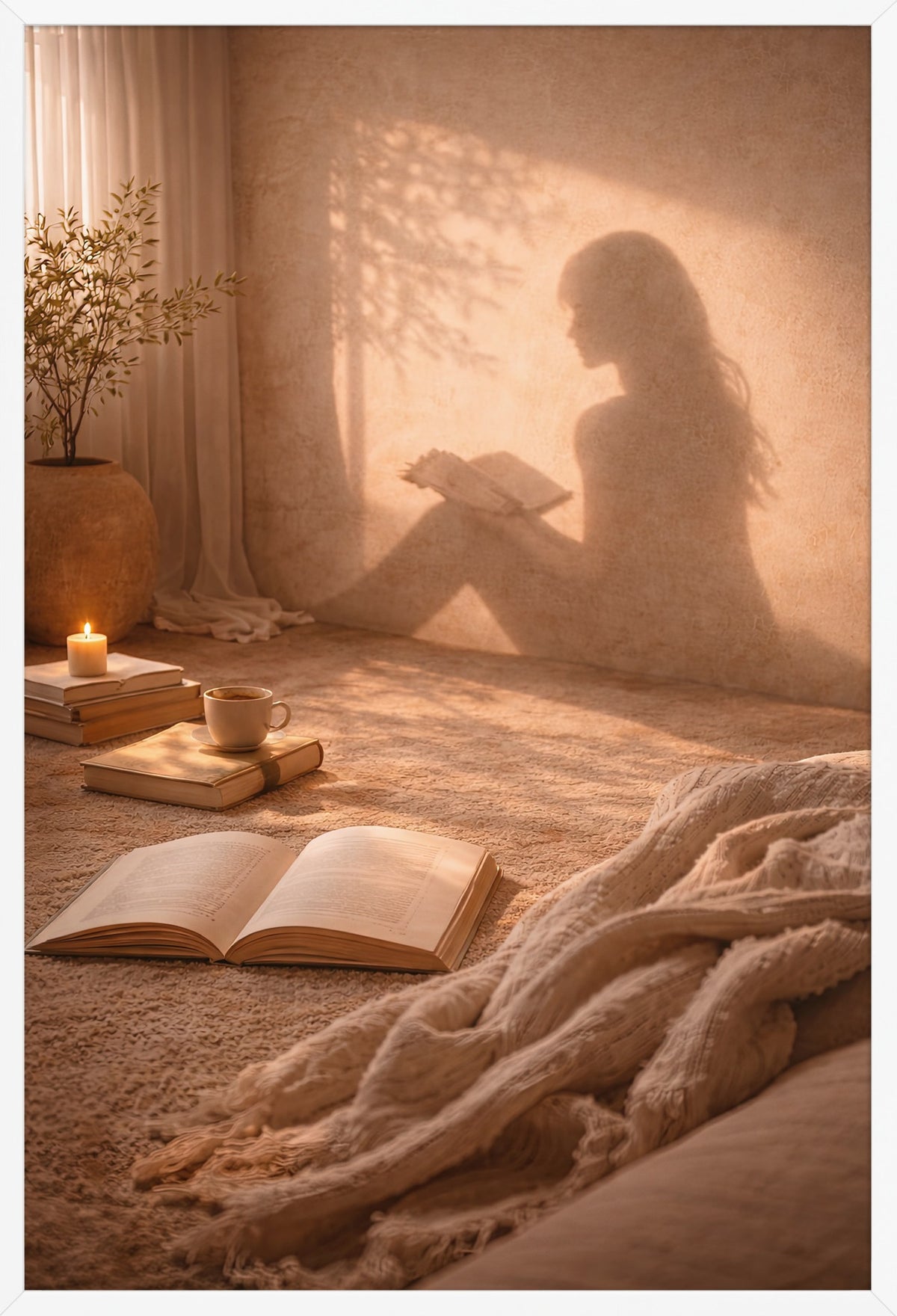 The Reader — poster in a white frame, front view