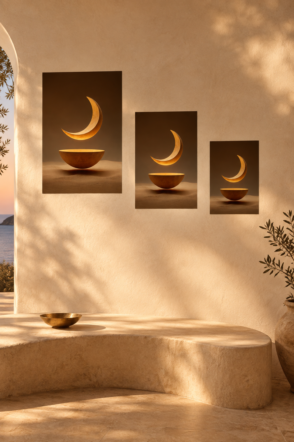 The Moon and the Bowl in three sizes