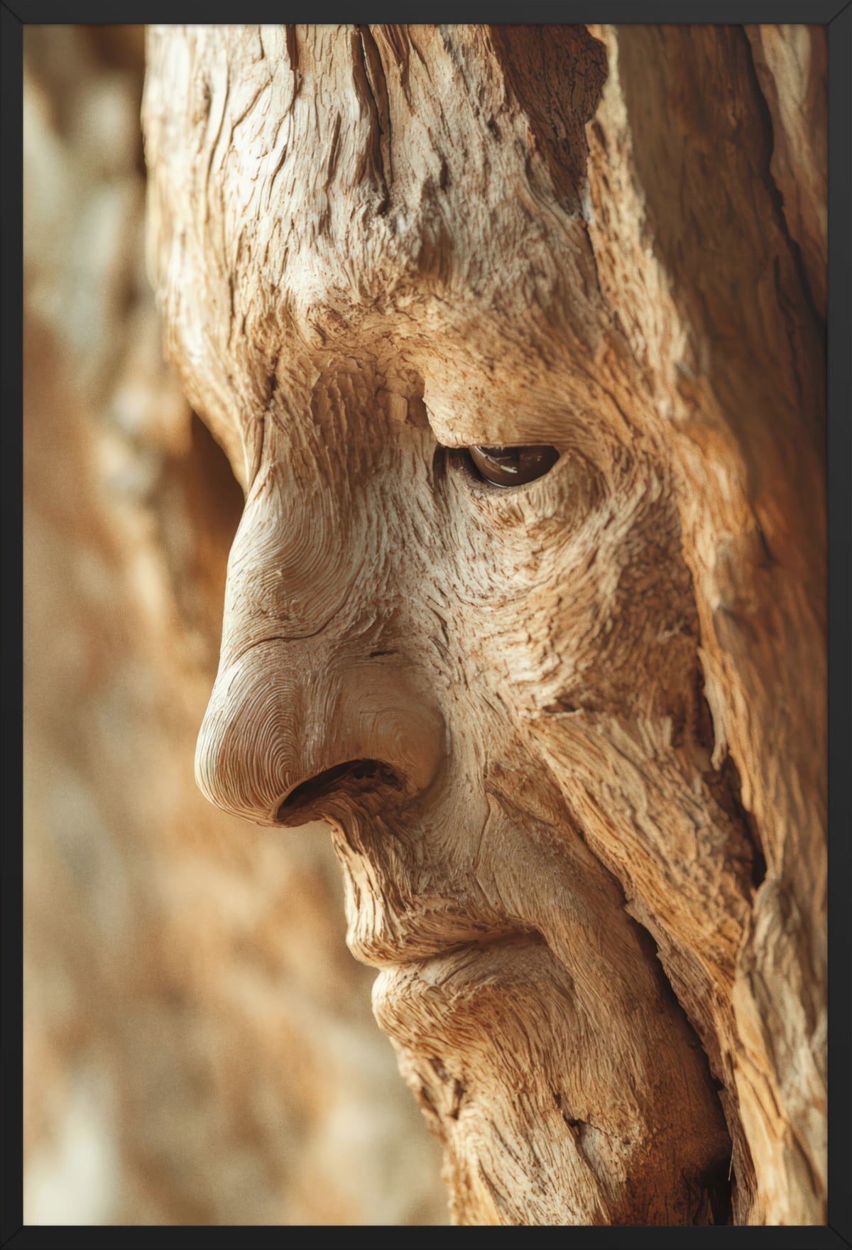 The Memory of Wood — poster in a black frame, front view