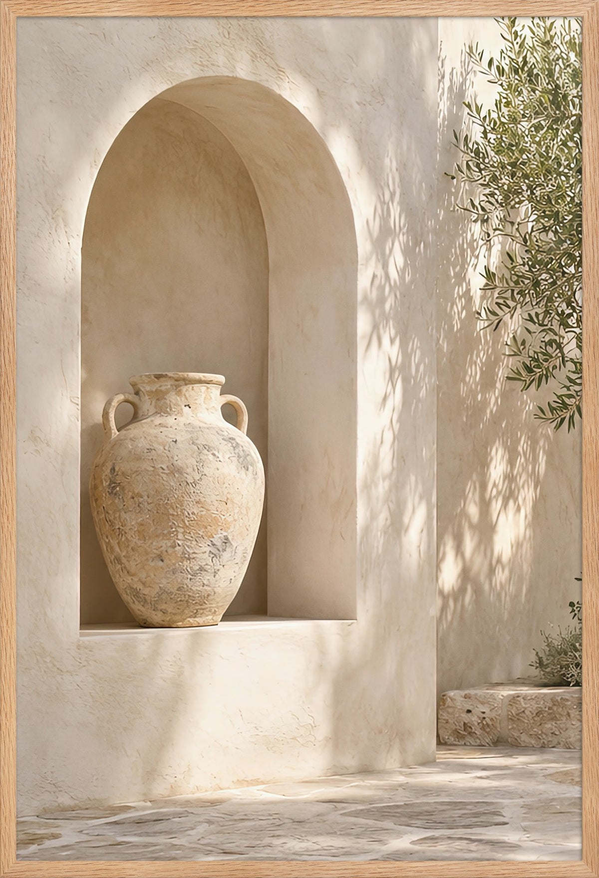 The Amphora Niche — poster framed in solid oak 61 × 91 cm, ready to hang