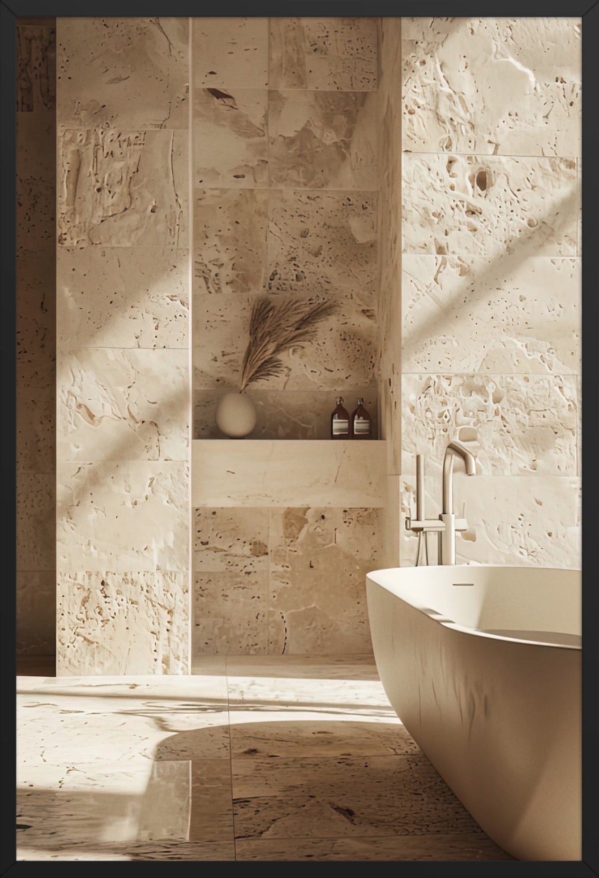 Travertine Alcove — poster in a black frame, front view