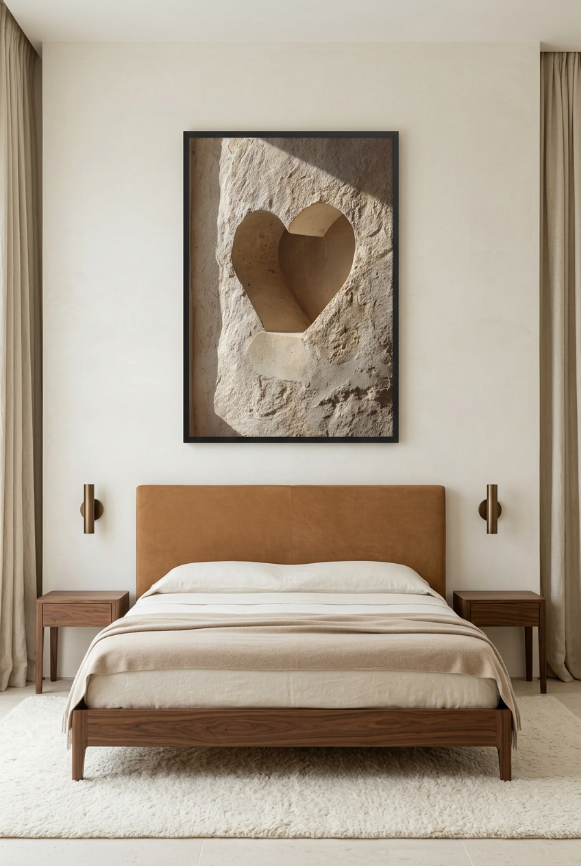 La Niche du Cœur — Poster im schwarzen Rahmen im Schlafzimmer