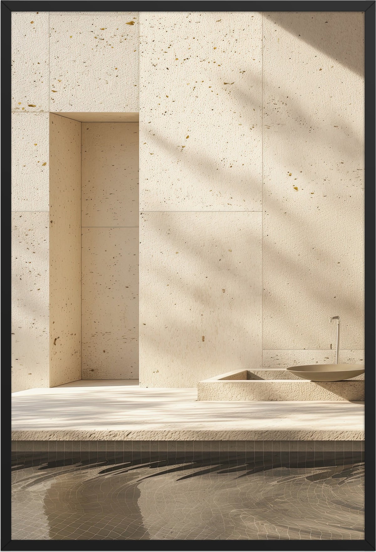 The Niche and the Water — black frame, 61 × 91 cm