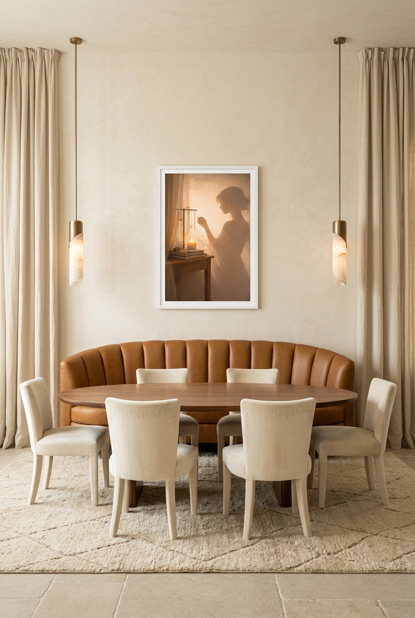 La Parure — poster con cornice bianca in una sala da pranzo