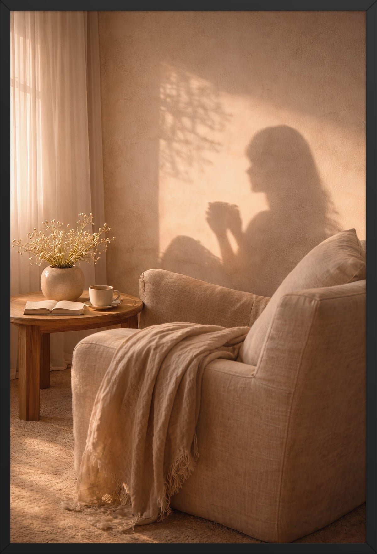 The Pause — poster in a black frame, front view