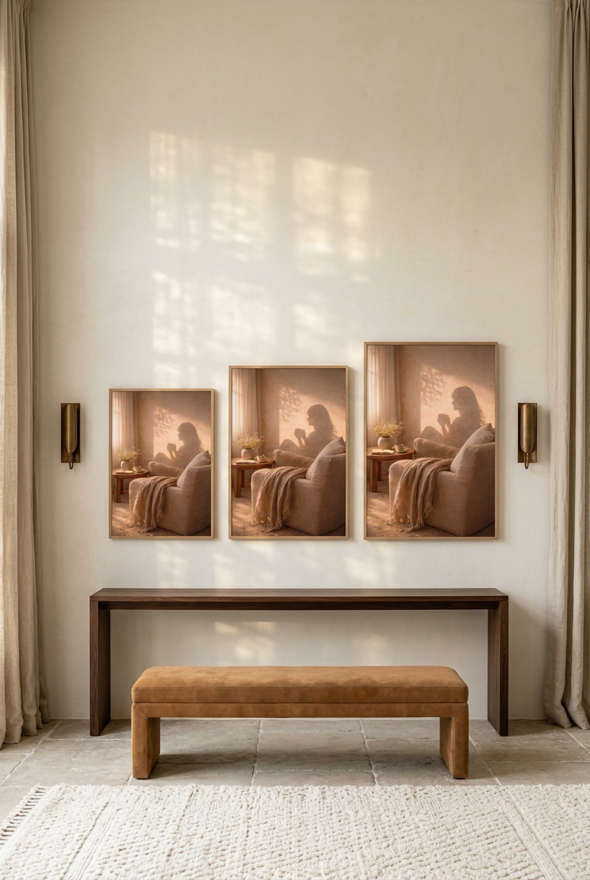 La Pause — tre formati del poster con cornice in rovere
