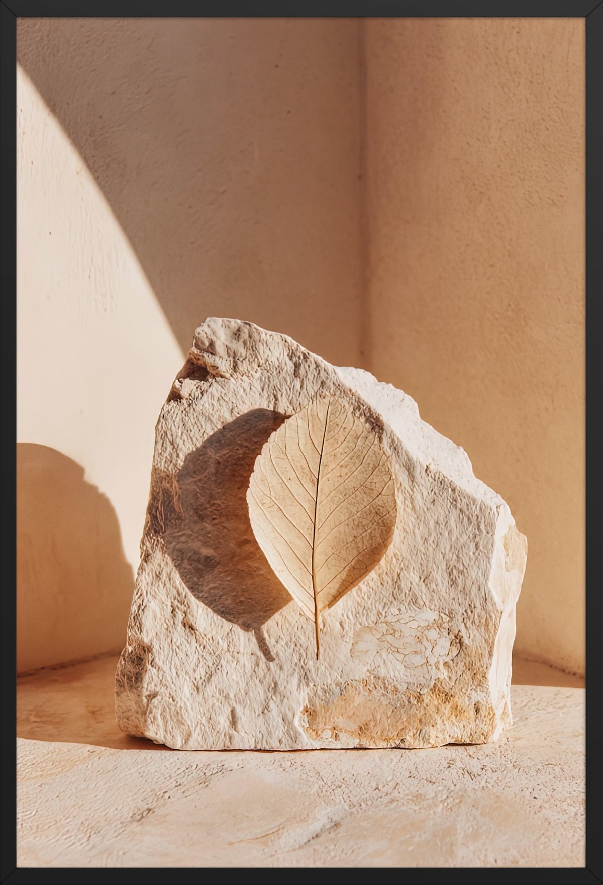 The Stone and the Leaf — poster in a black frame, front view