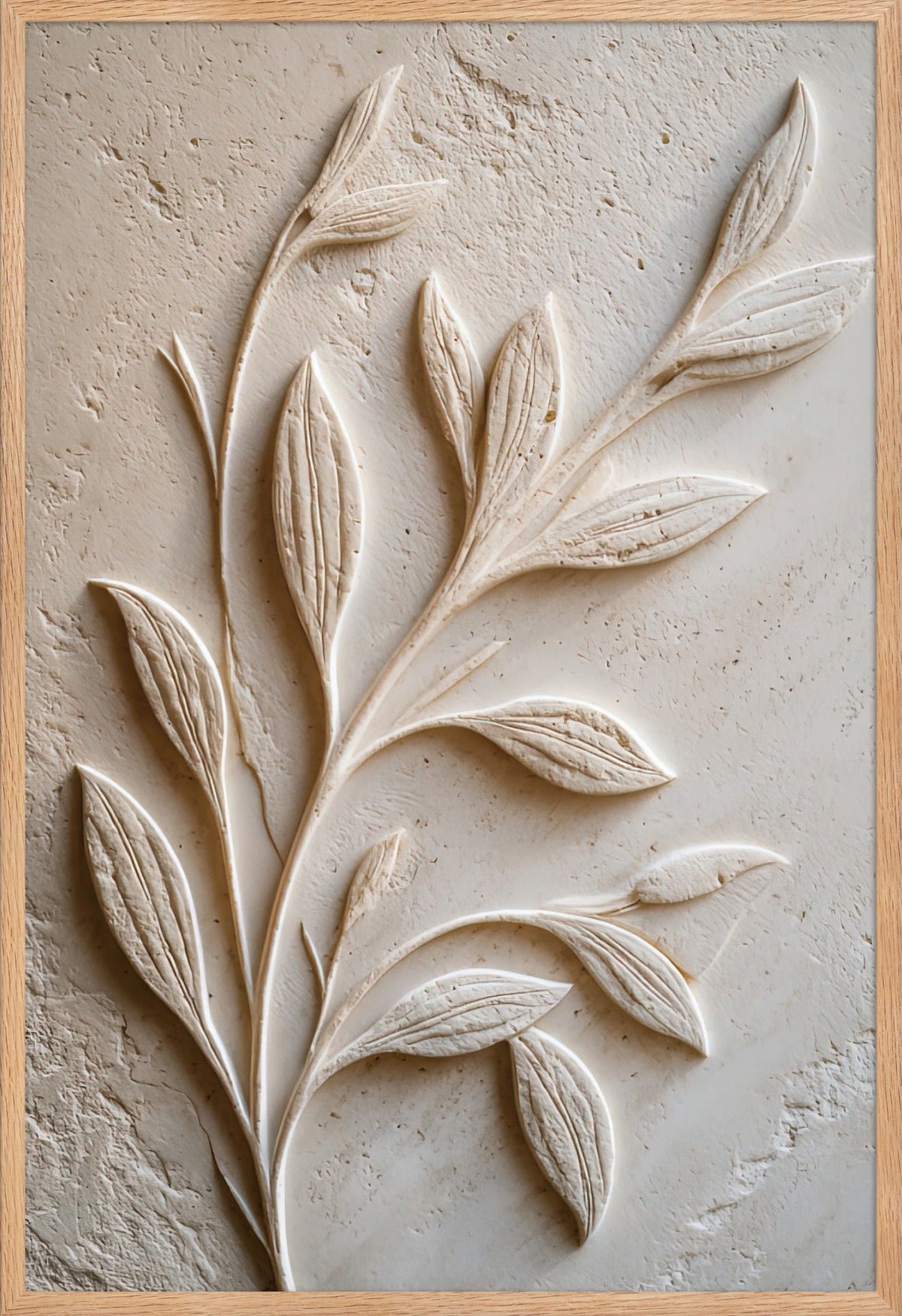 Das weiße Geäst — gerahmt in massiver Eiche, 61 × 91 cm