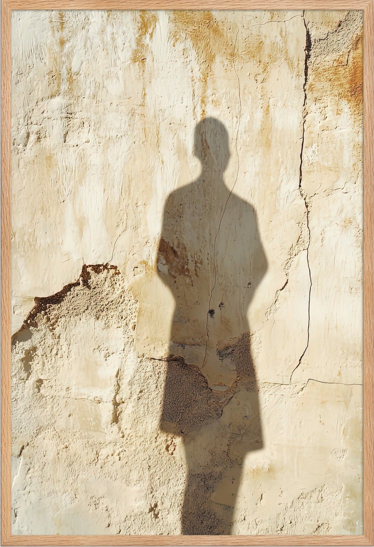 Die Silhouette an der Kalkwand — gerahmt in massiver Eiche, 61 × 91 cm