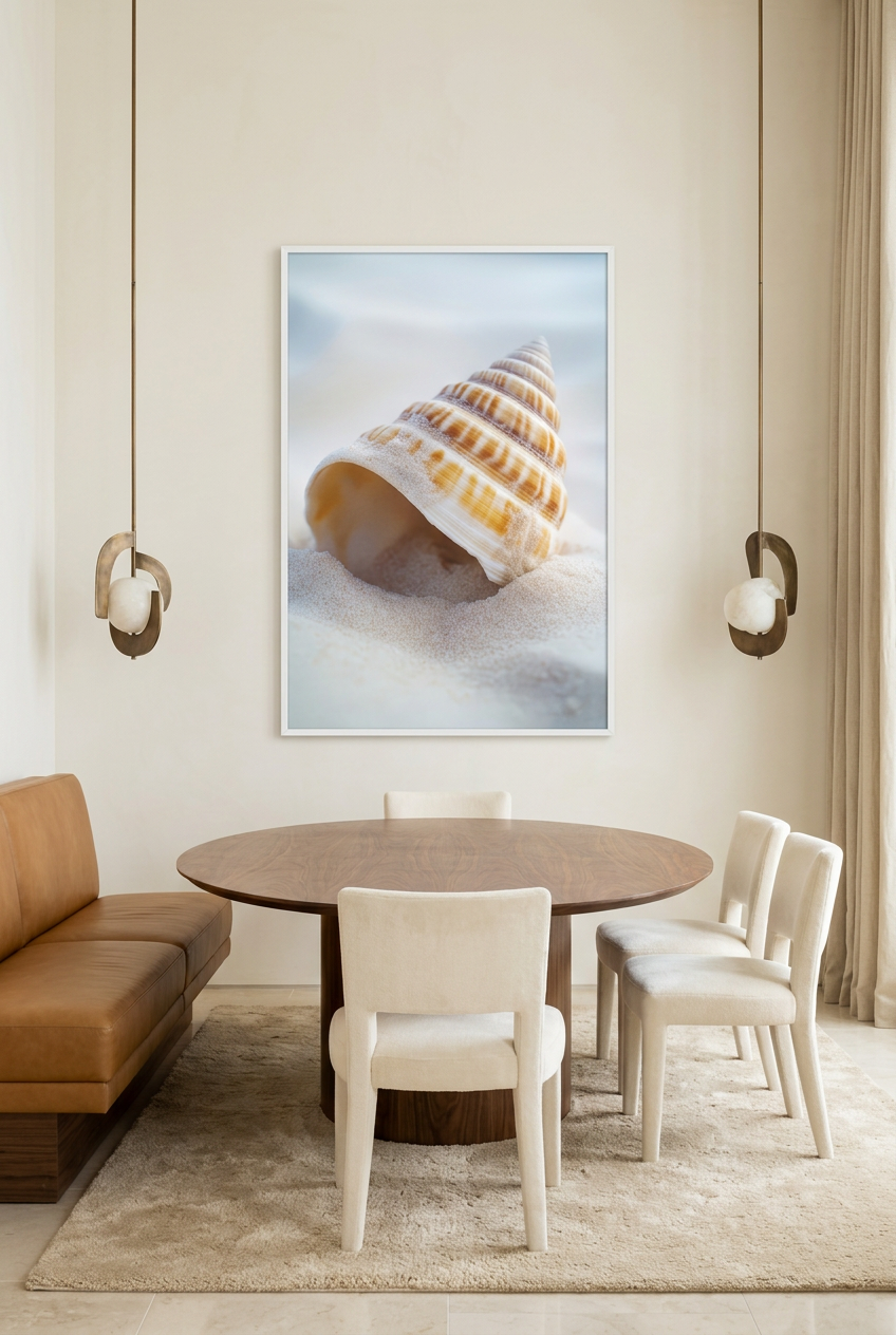 La Spirale du Large — póster con marco blanco en un comedor