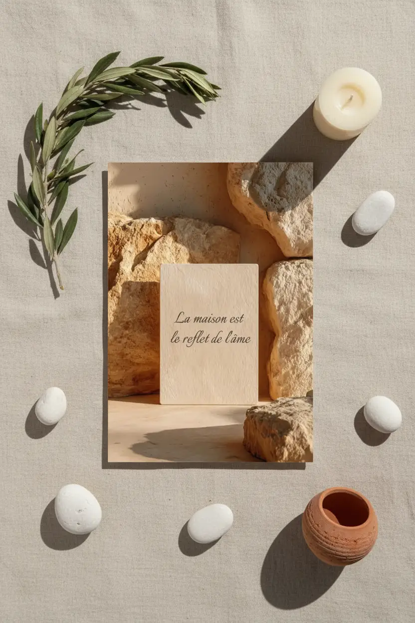 La Stèle — Affiche murale citation personnalisable, affiche murale minimaliste avec cadre bois, décoration murale salon ou chambre, style méditerranéen