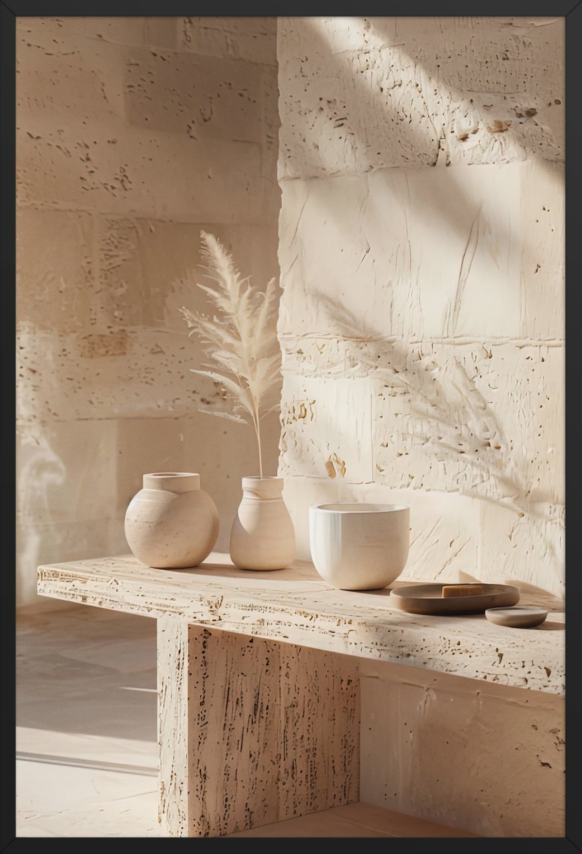 The Travertine Table — poster in a black frame, front view