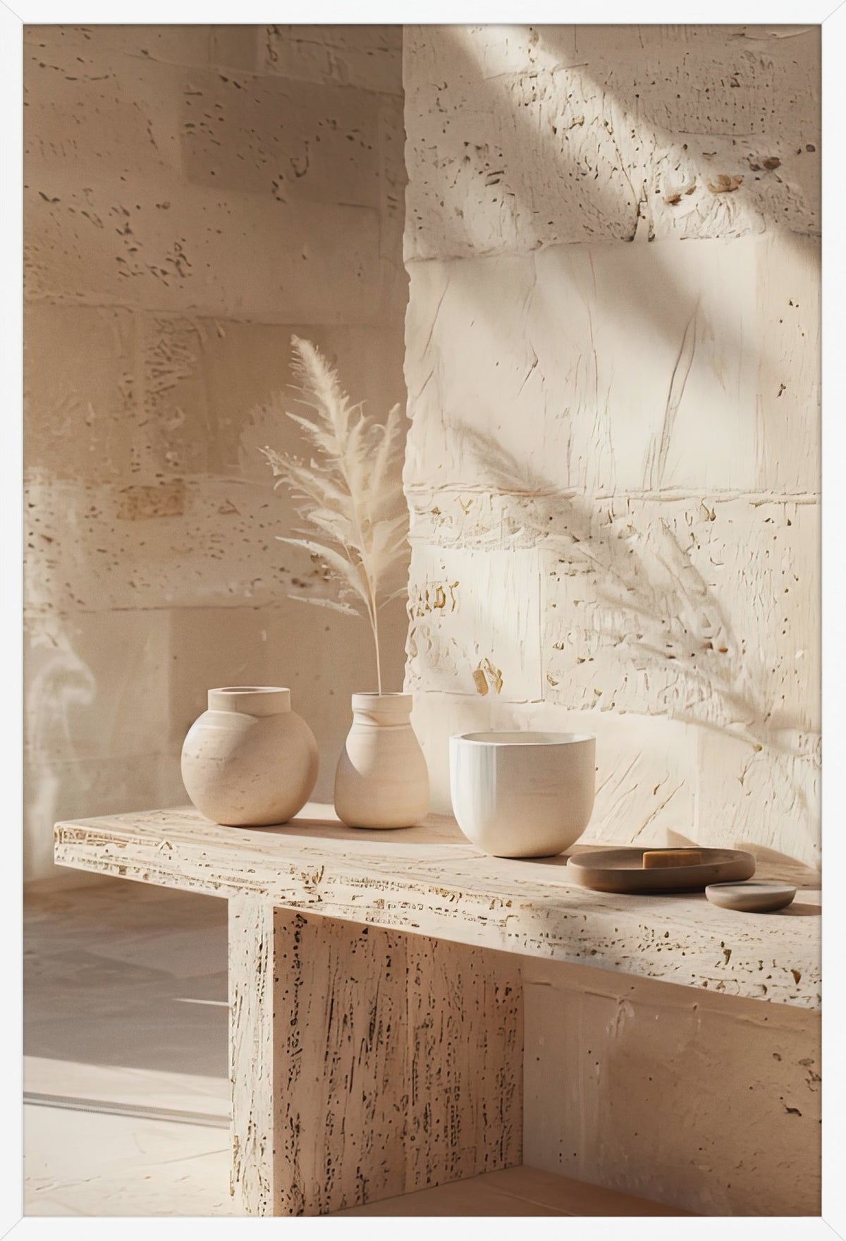 The Travertine Table — poster in a white frame, front view