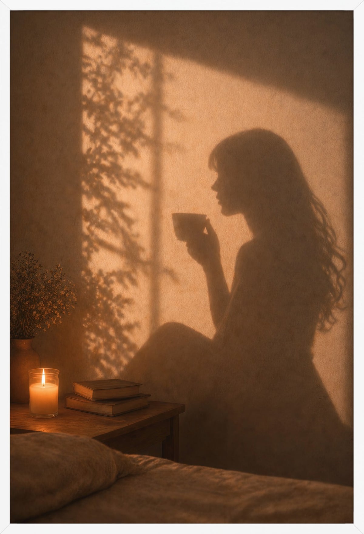 The Evening Cup — poster in a white frame, front view