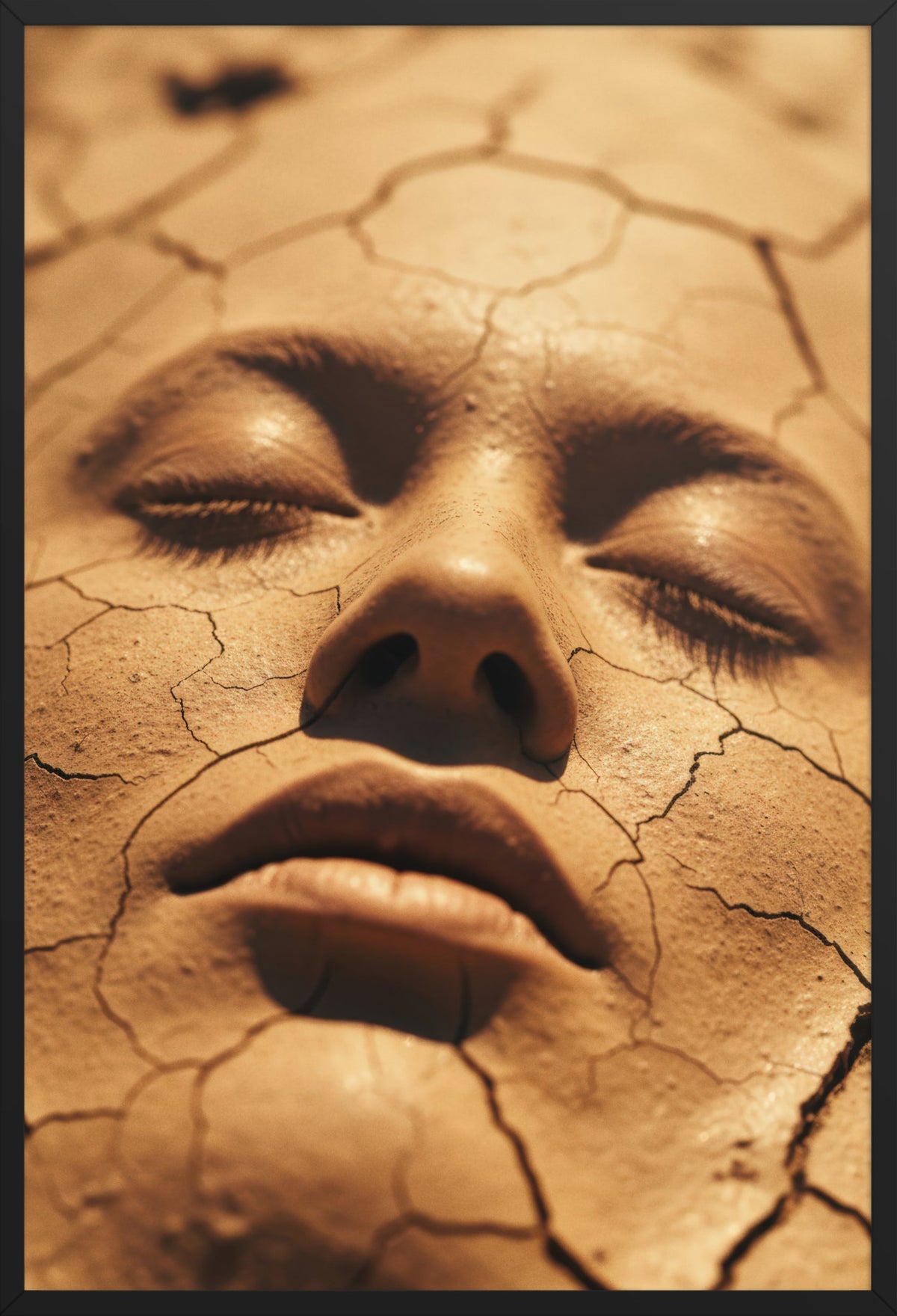 The Earth and the Face — poster in a black frame, front view
