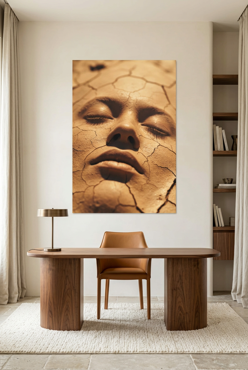 La Terre et le Visage — unframed poster in a home office