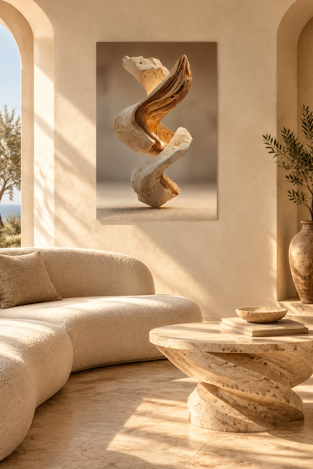 De Kalksteenwinding in een mediterrane woonkamer