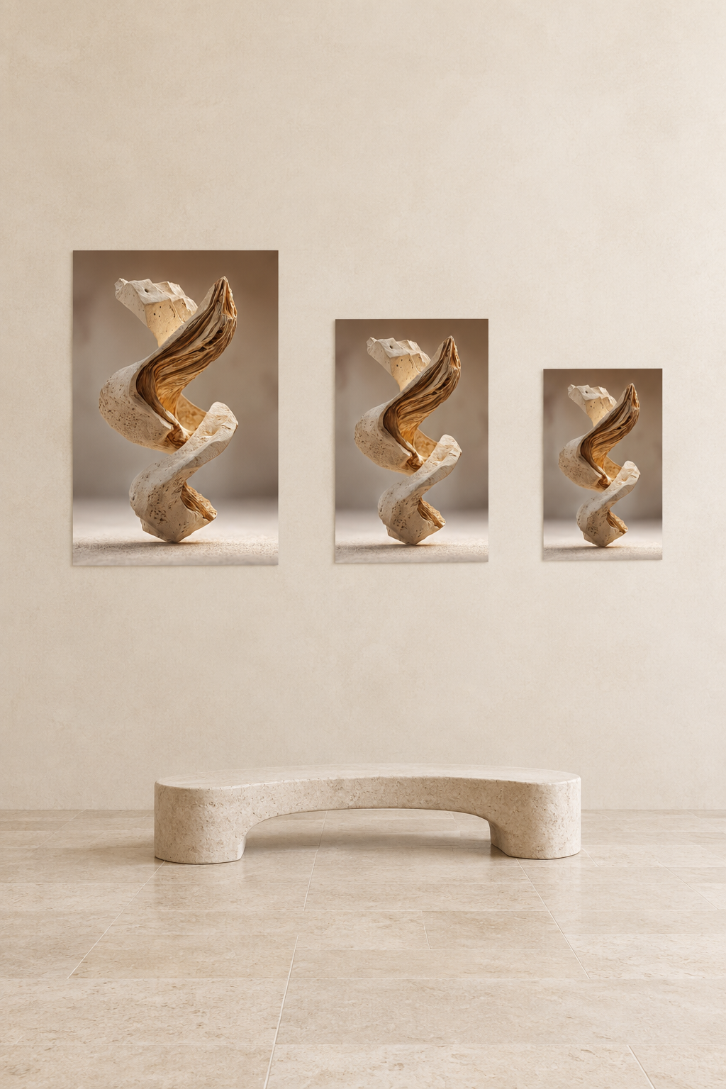 De Kalksteenwinding in drie formaten op schaal