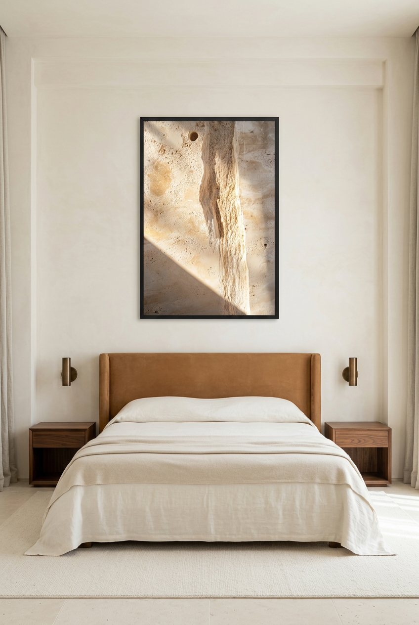 La Veine du Temps — affiche en cadre noir dans une chambre