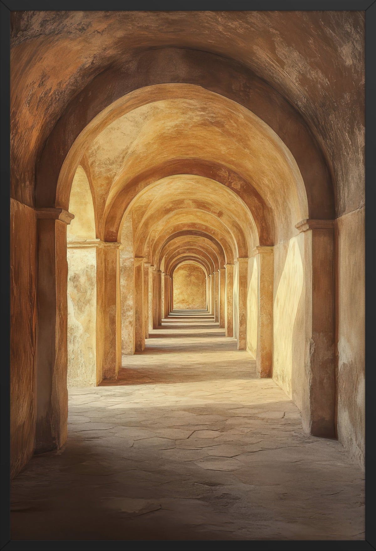 Die Arkade — Poster im schwarzen Rahmen, Frontansicht