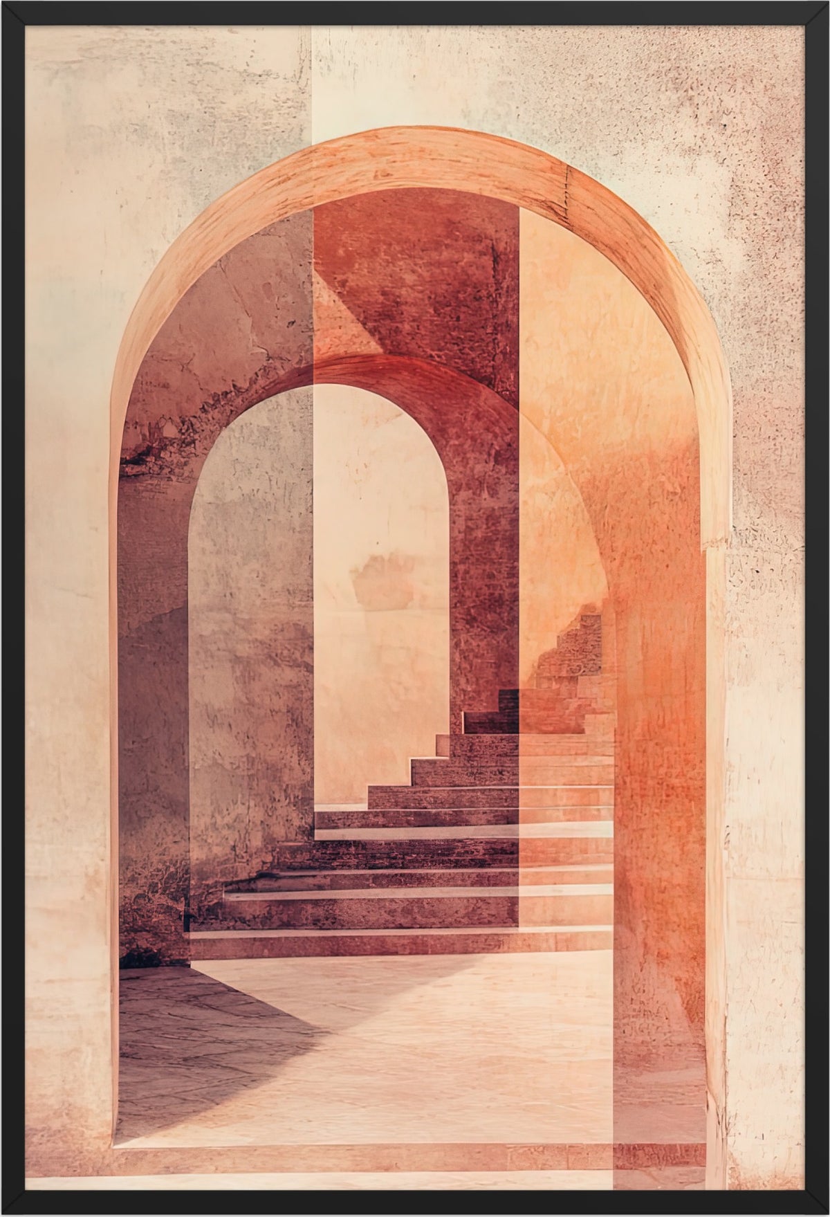The Arch and the Staircase — black frame, 61 × 91 cm