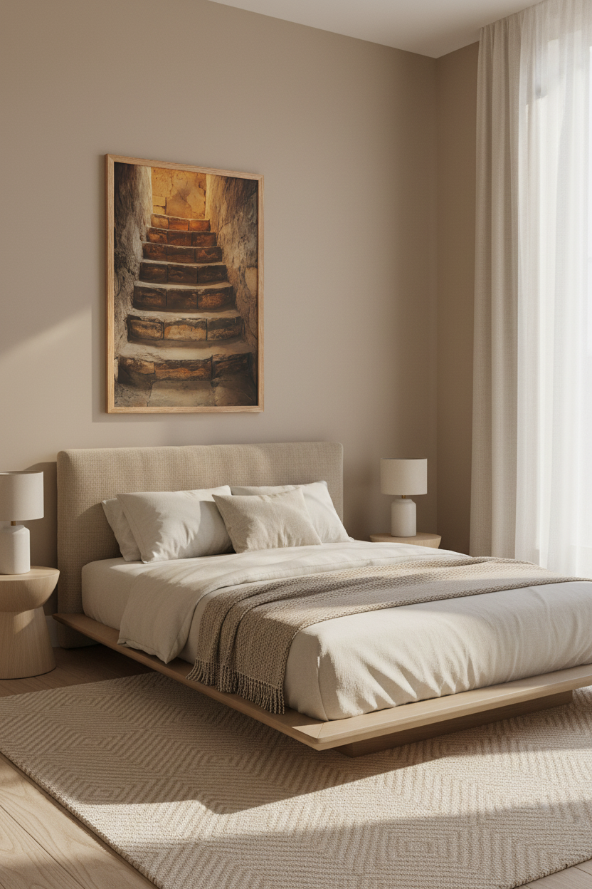 L'Ascension — Affiche murale minimaliste gris et beige texture minérale et lumière — affiche murale minimaliste | Cassili-home