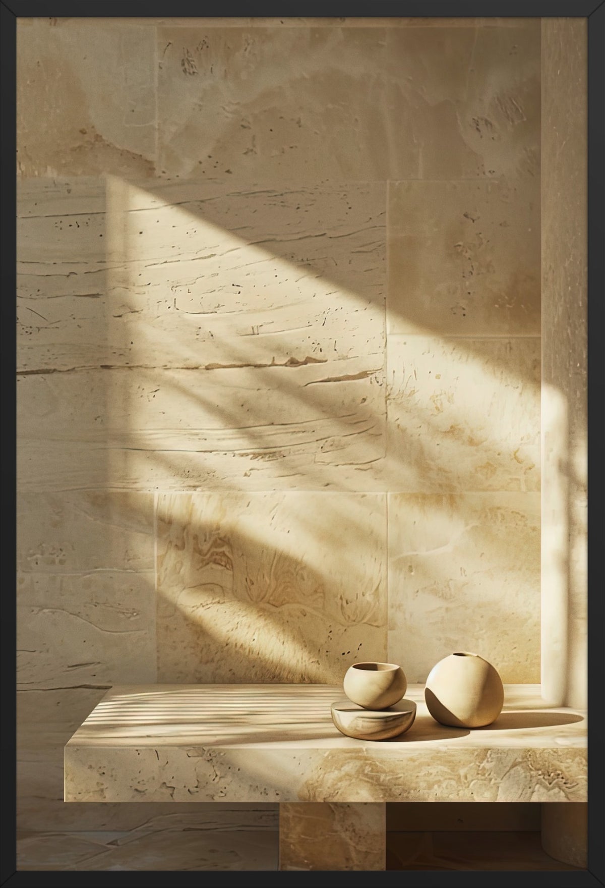 The Stone Bench — poster in a black frame, front view
