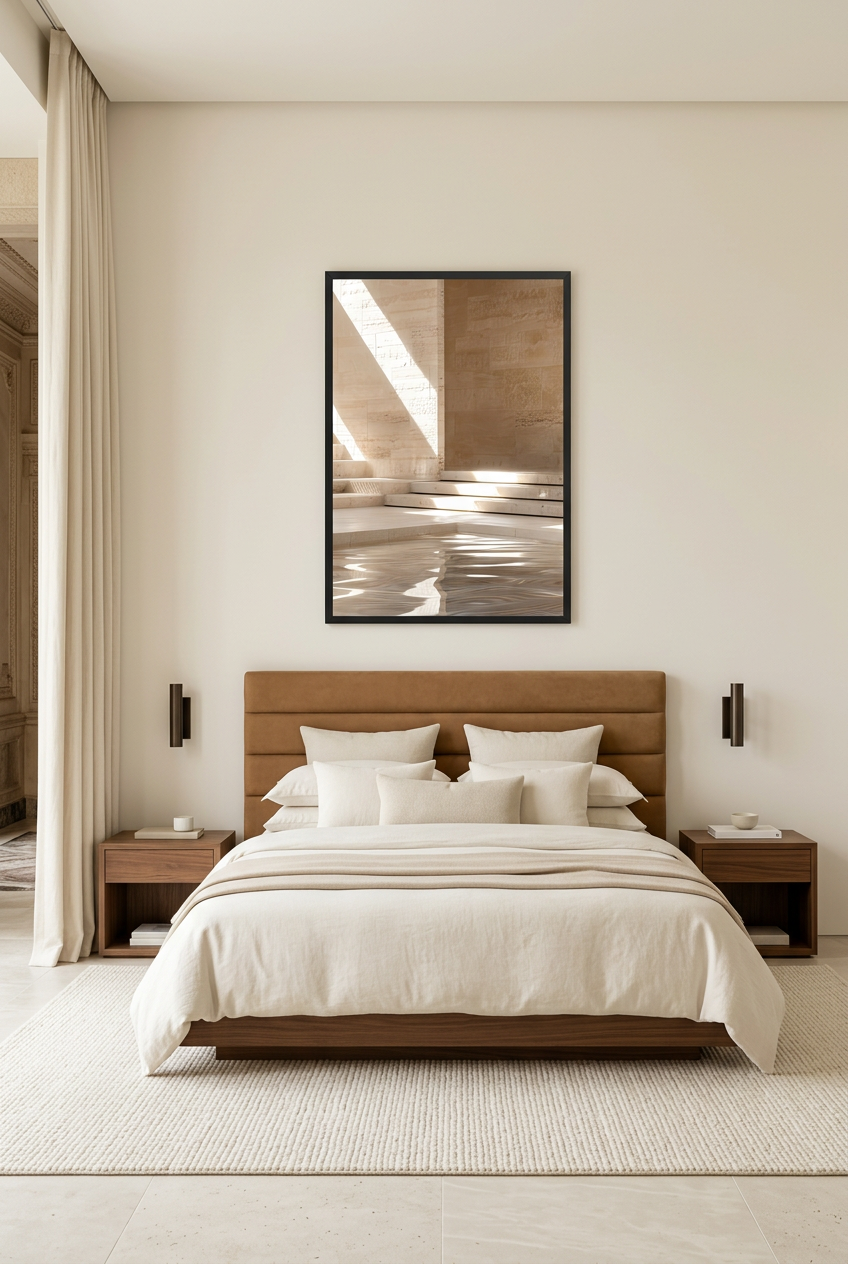 Le Bassin de Pierre — poster com moldura preta num quarto