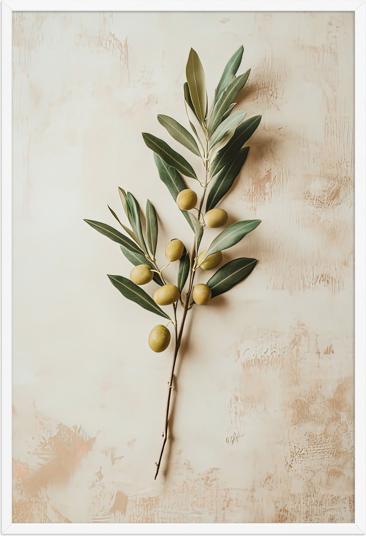 Il Rametto con le Olive — con cornice bianca, 61 × 91 cm