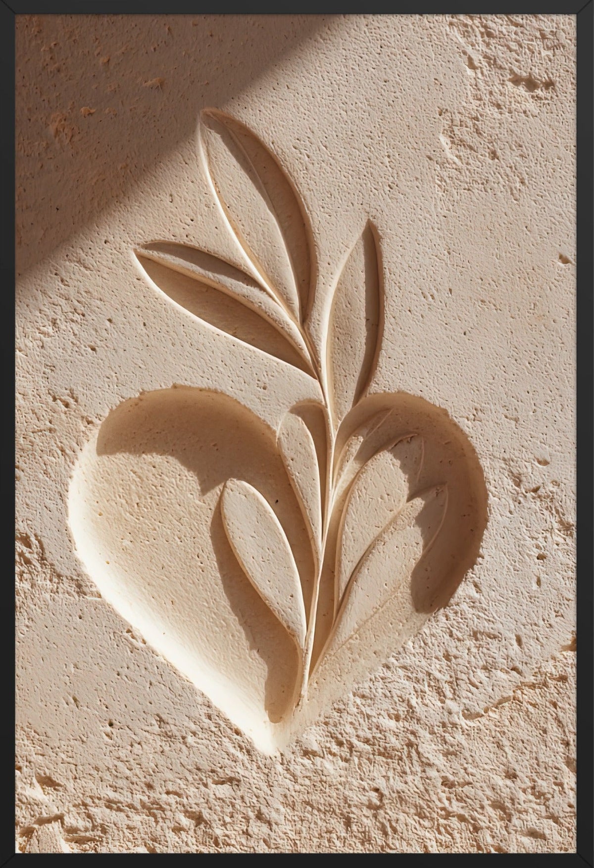 Das Herz mit dem Ölzweig — gerahmt in Schwarz, 61 × 91 cm