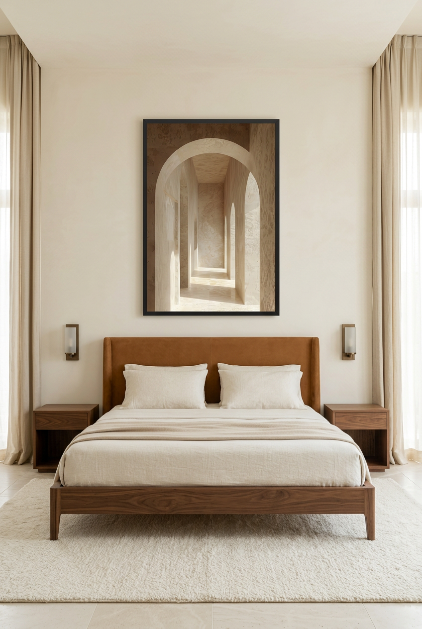 Le Couloir des Arches — affiche en cadre noir dans une chambre
