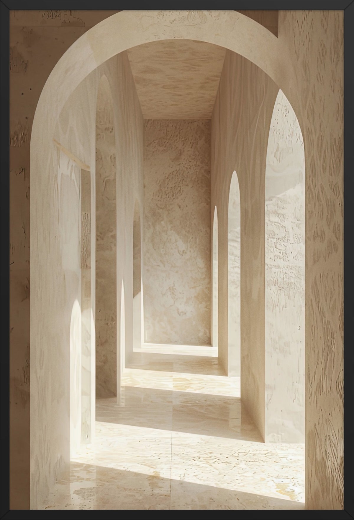 Archway Corridor — poster in a black frame, front view