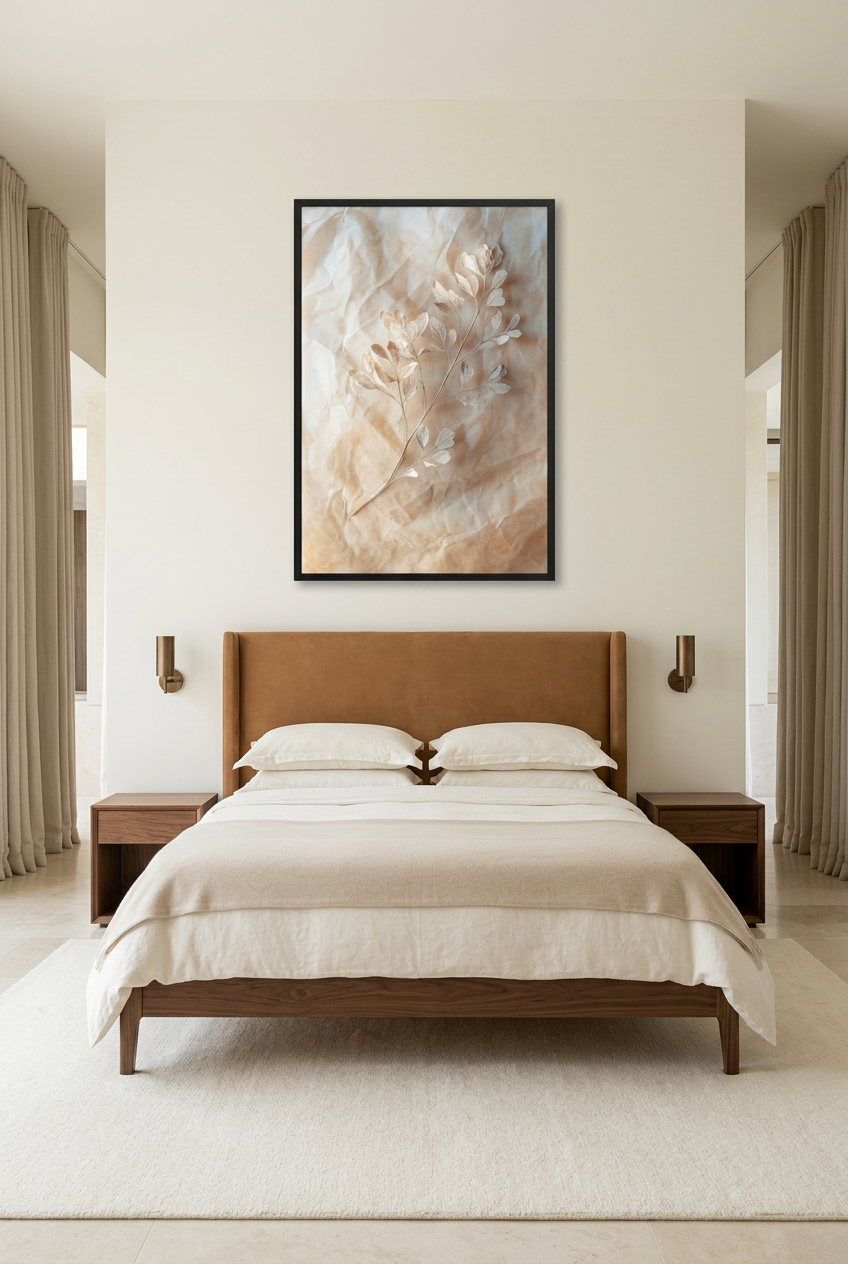 Le Froissé — poster in zwarte lijst in een slaapkamer