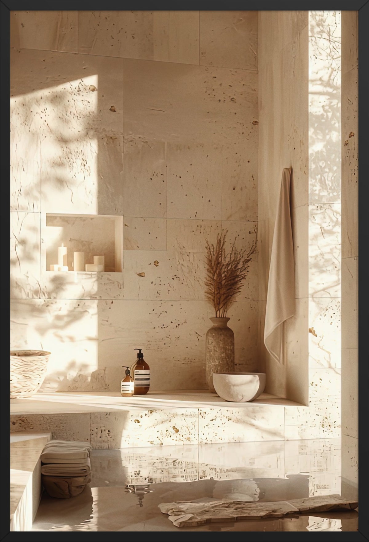Travertine Hammam — poster in a black frame, front view