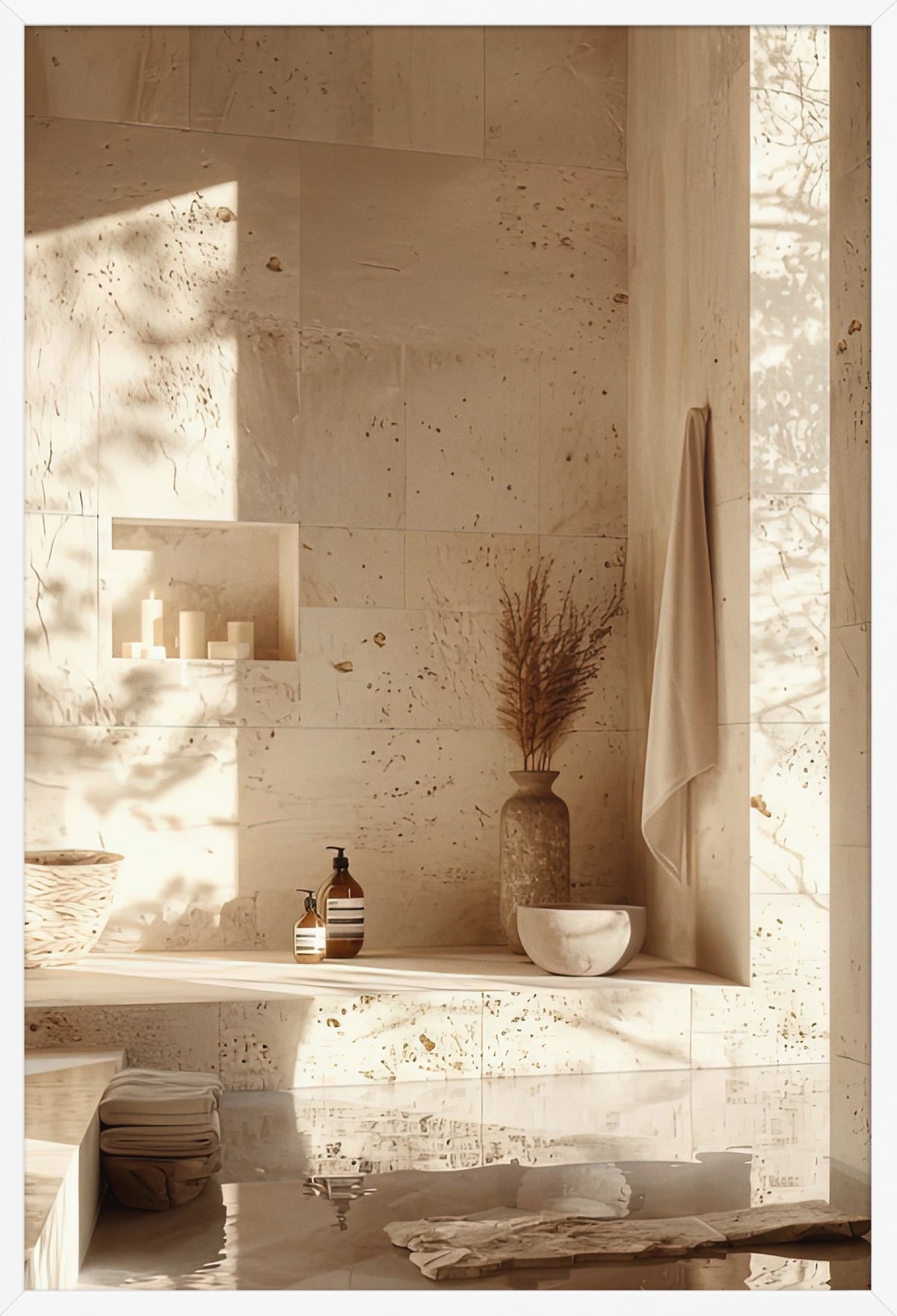Travertine Hammam — poster in a white frame, front view