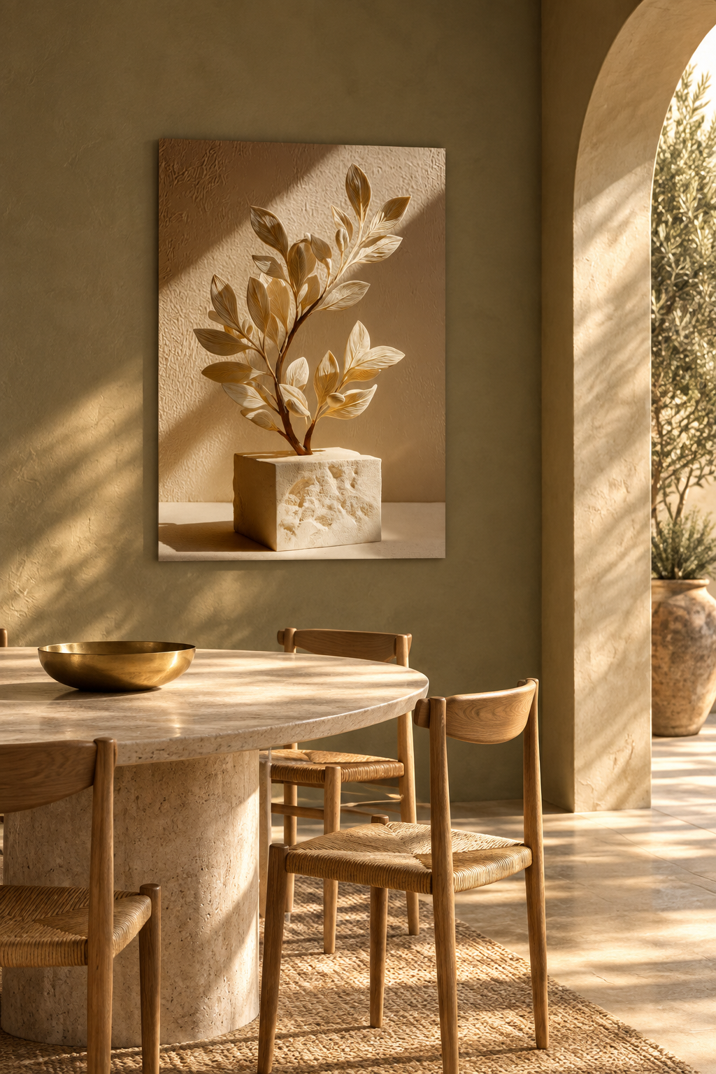 De Gouden Laurier in een eetkamer in olijf en kalksteen